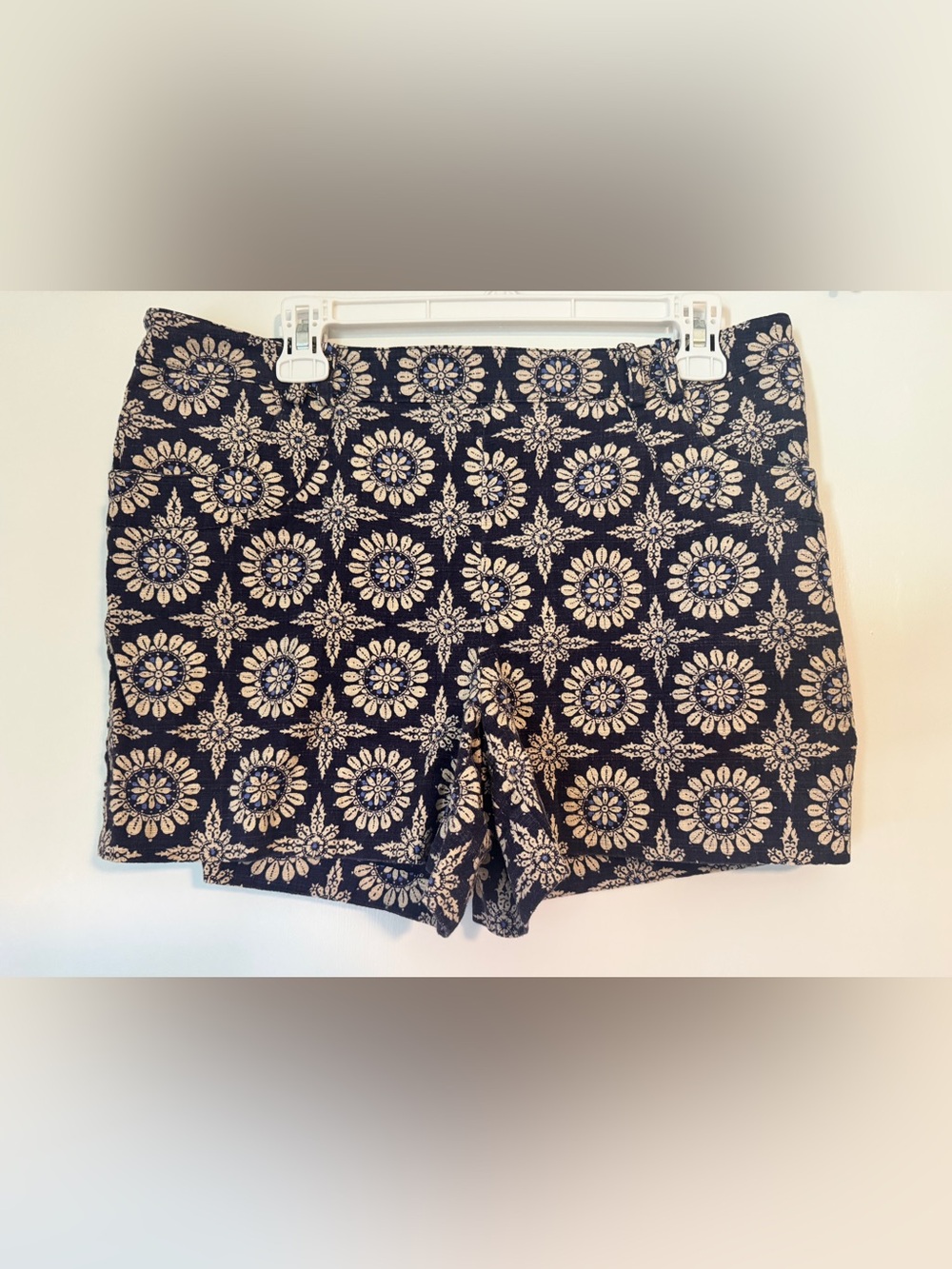 Elevenses by Anthropologie High-Waist Navy Floral Medallion Shorts size 12